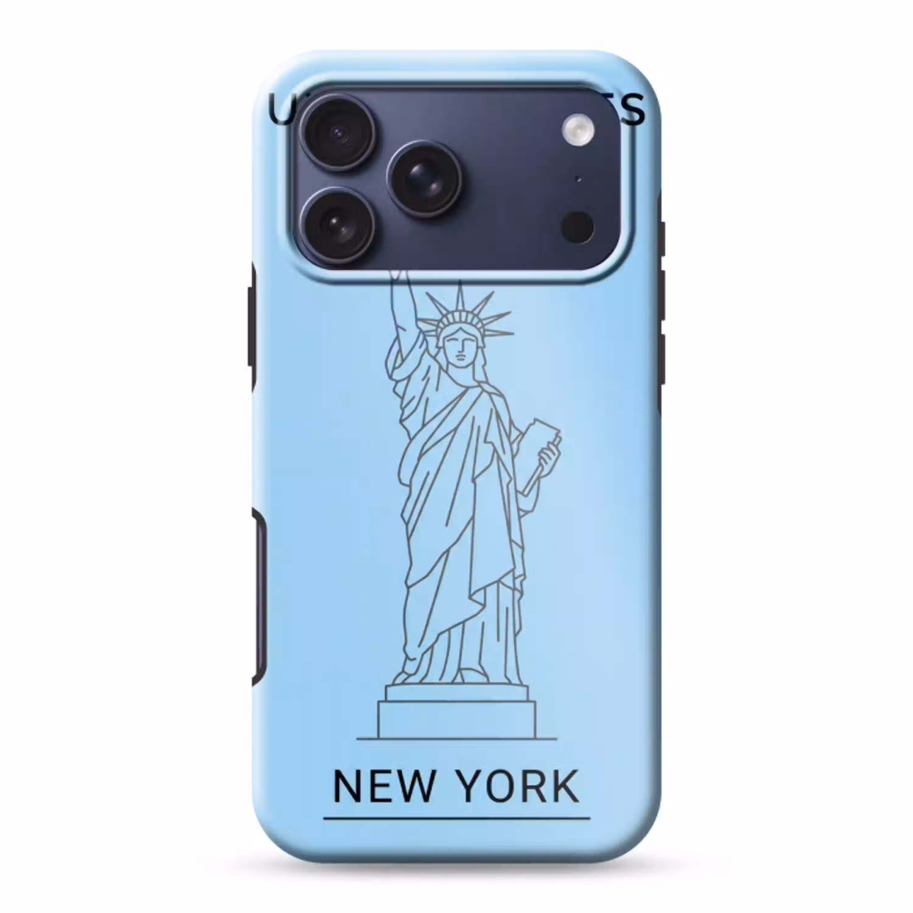Monument - Vrijheidsbeeld - New York - Minimalistisch - Blauw Toughcase MagSafe Apple iPhone 17 Pro Max klein -3d