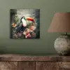 Toekan - Vogels - Bloemen - Planten - Tropisch aluminium wit klein -sfeer2