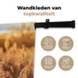 Rietpluimen - Gras - Zonsondergang - Goud - Serene Wandkleed katoen middel -sfeer2