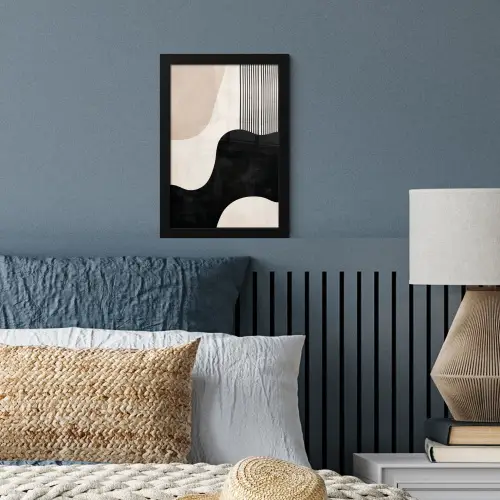 Abstract - Japandi - Beige - Modern fotolijst zwart zonder passe partout klein -sfeer3