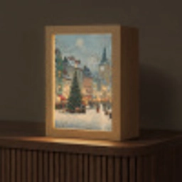 Kerstsfeer - Stadsplein - Kleurrijk Light Box met kabel (Tafellamp) klein -z3d_website