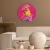 Haan - Kleurrijk - Kimono - Roze Akoestische PET Vilt - Rond klein -sfeer1