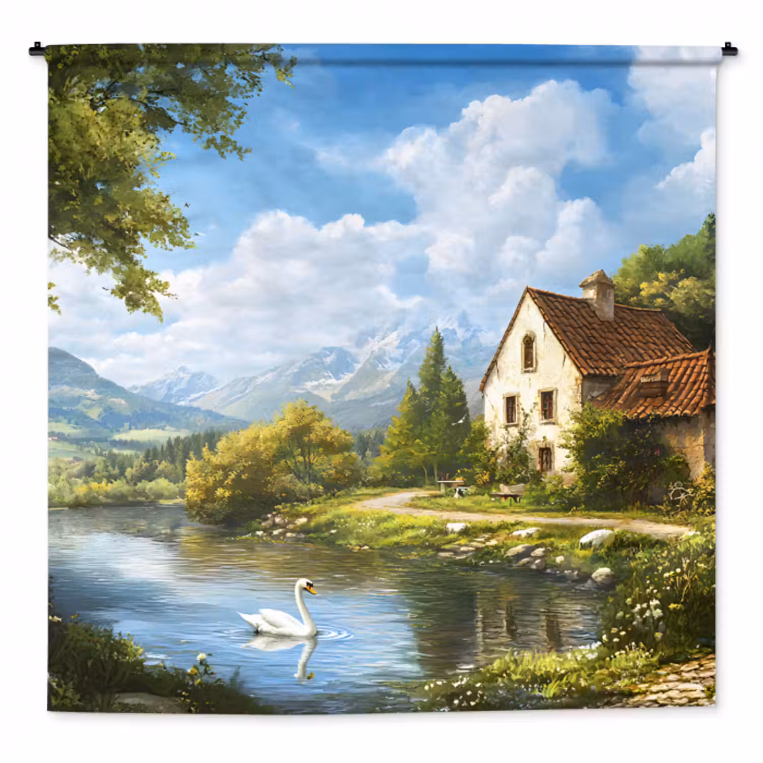 Wandteppich - Schwan - Bäume - Ruhe