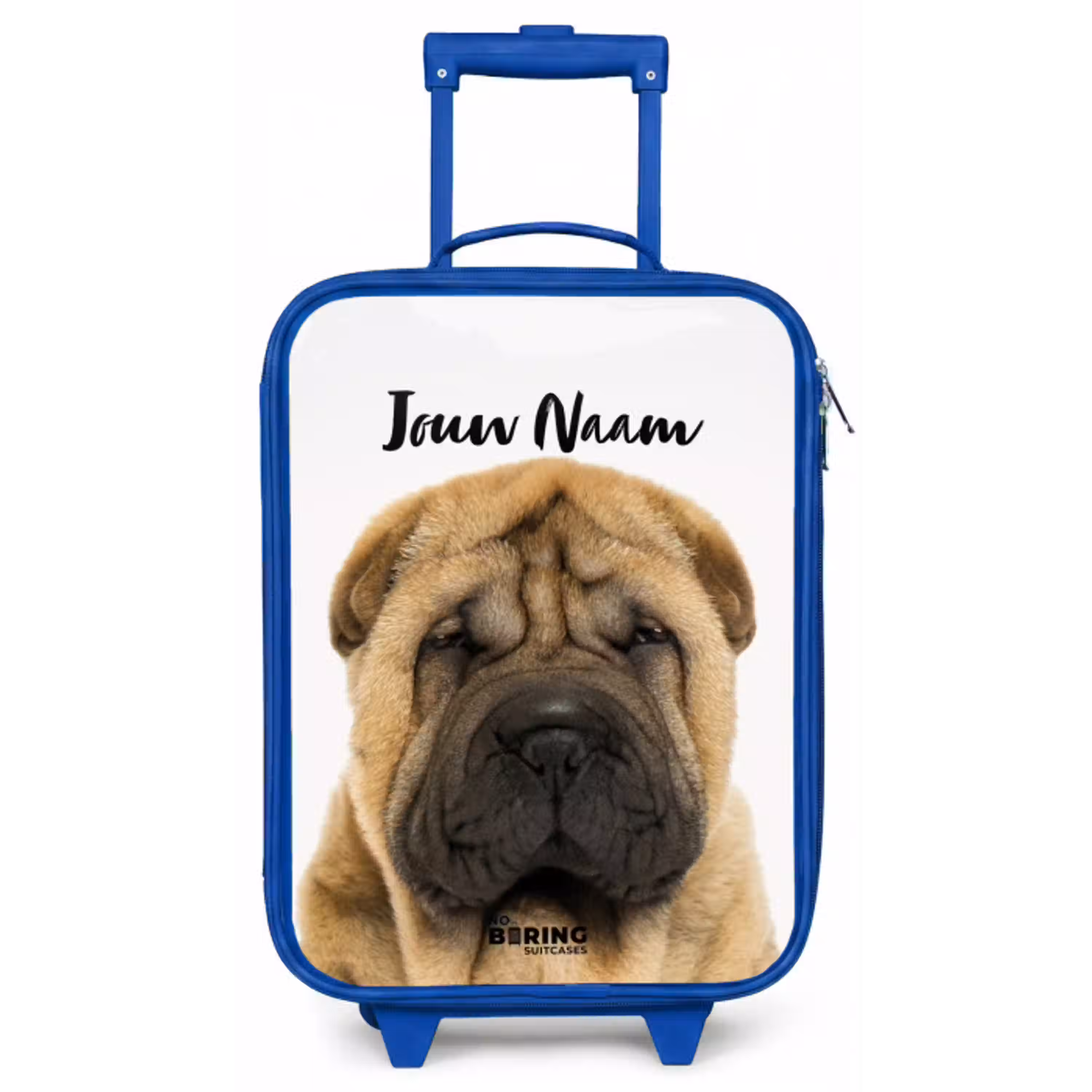 Hondje met Boos Hoofd Kinderkoffer - Blauw klein -zz3dotto