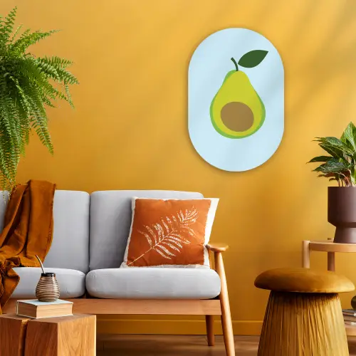 Avocado - Illustratie - Groene - Vrucht Wandcirkel Ovaal Forex klein -sfeer4