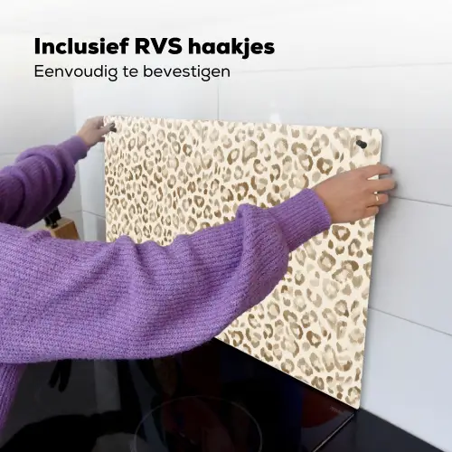 Luipaard - Klassiek - Beige Inductie beschemer met haakjes klein 777 -ky-ophangen-nl