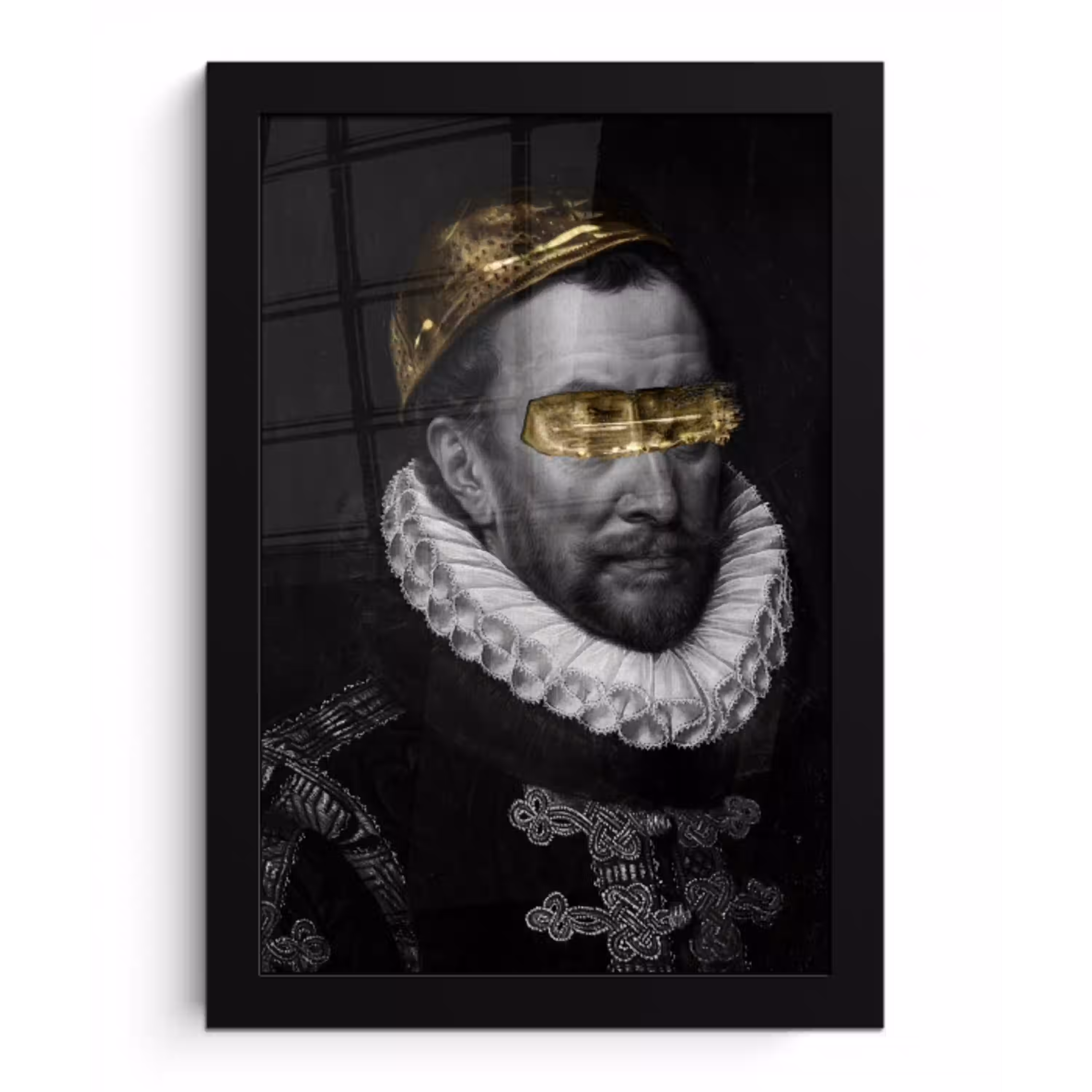 Willem van Oranje - Adriaen Thomasz - Zwart - Wit fotolijst zwart zonder passe partout klein -3d