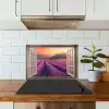 Doorkijk - Lavendel - Landschap - Bloemen - Paars keuken achterwand spatscherm klein -sfeer2