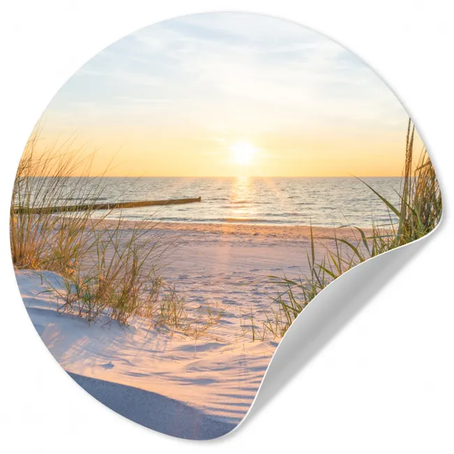 Runde Tapete - Strand - Sonne - Düne - Gras - Sand - Horizont