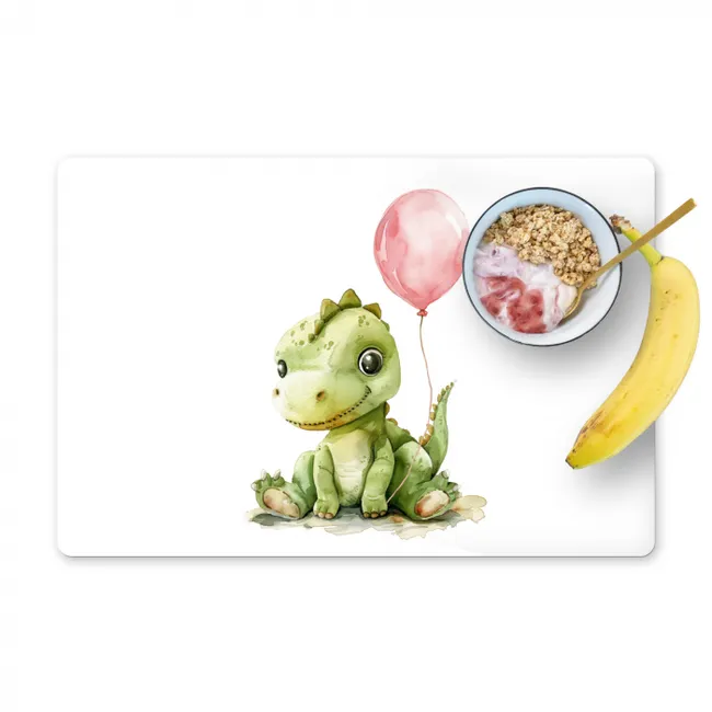 Draak - Baby dier - Roze ballon Placemat vinyl groot -zzzproduct_Kitchenyeah-website