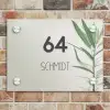 Lichtbeige met plant - Modern Naambord Rechthoek middel -sfeer3