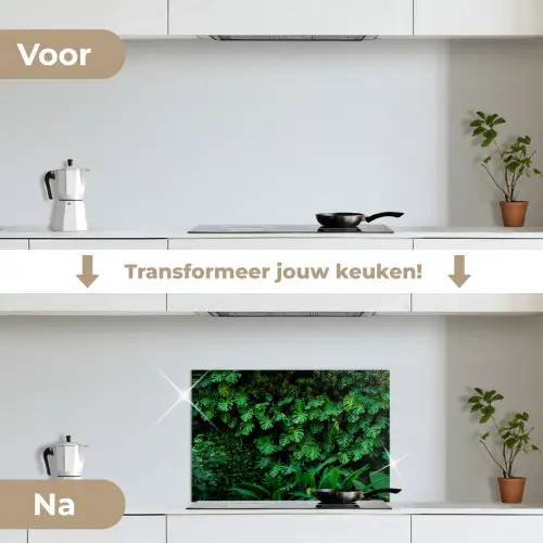 Natuur - Bos - Groen - Monstera keuken achterwand spatscherm klein -voor_na_NL