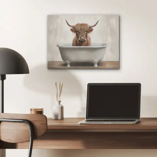 Schotse hooglander - Bad - Badkamer - Badkuip - Bruin - Horens PET vilt klein -sfeer5