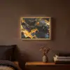 Marmer - Goud - Zwart - Abstract - Modern Light Box met batterij (Wandlamp) middel -sfeer4