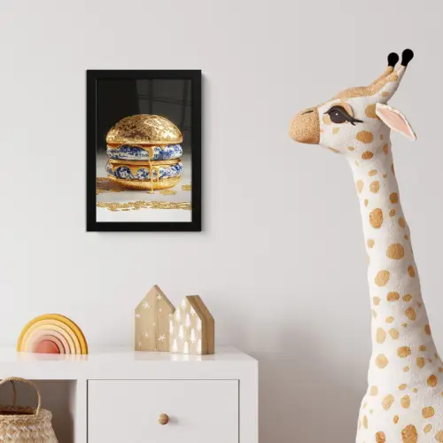 Delftsblauw - Goud - Burger fotolijst zwart zonder passe partout klein -usfeer4_kinderkamer