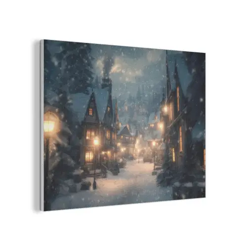 Winterdorp - Sneeuw - Donker PET vilt klein -3d
