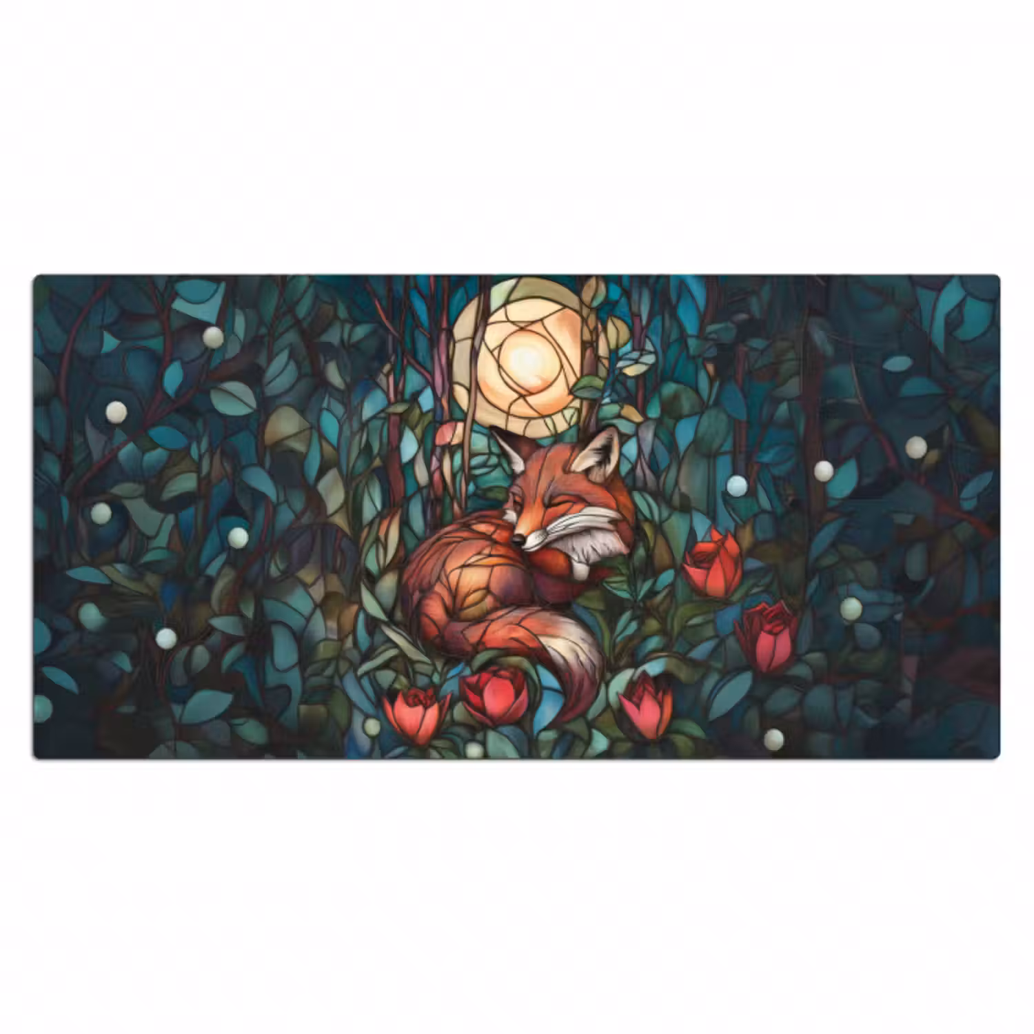 Schreibtischunterlage - Fuchs - Mosaik - Wald - Mond
