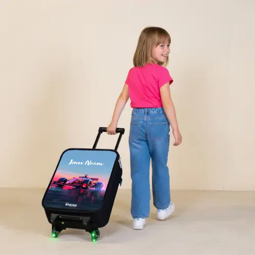 Rode racer Kinderkoffer - Zwart klein -sfeer1