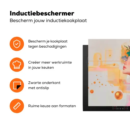 Abstract - Vrouw - Bloemenkroon - Goud Inductie beschermer vinyl 3mm klein -zzzzzzz-td-ups