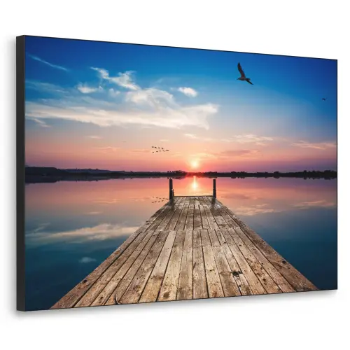 Steiger - Water - Zonsondergang - Roze - Horizon Textielframe zwart klein -3d