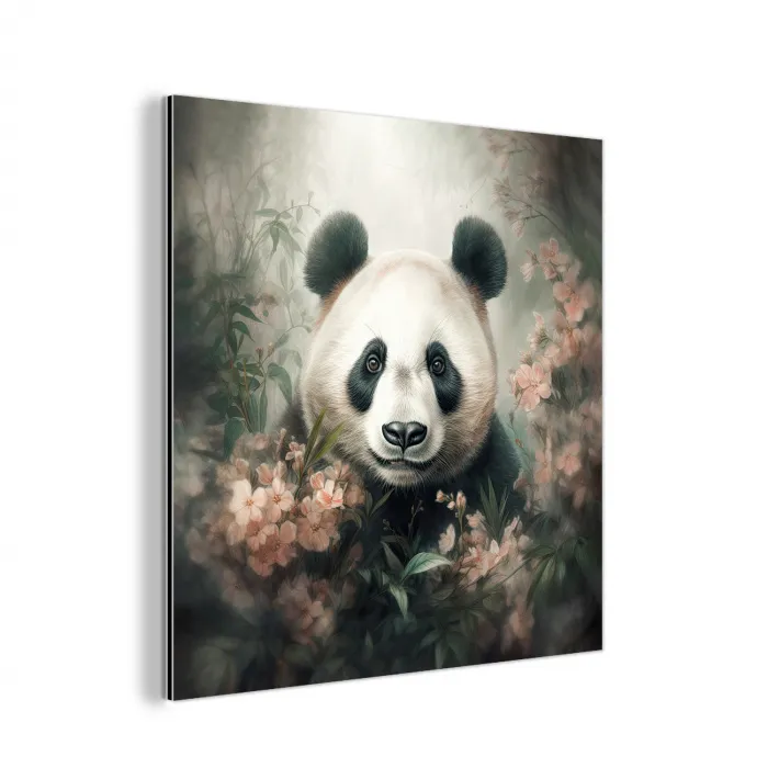 Panda - Dieren - Bloemen - Planten aluminium wit klein -3d