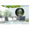 Doorkijk - Landschap - Bloemen - Pad - Uitzicht Wandcirkel tuinposter met ringen klein -buiten2