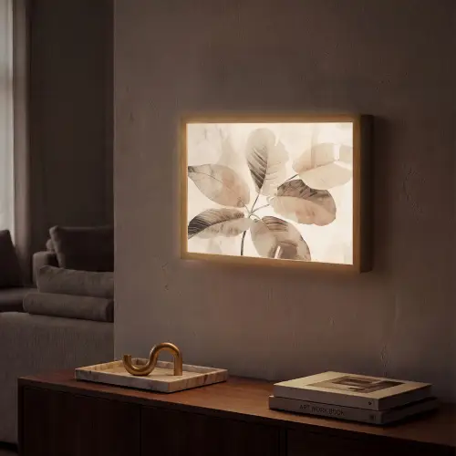 Gedroogde plant - Natuur - Bruin - Planten Light Box met batterij (Wandlamp) middel -sfeer1