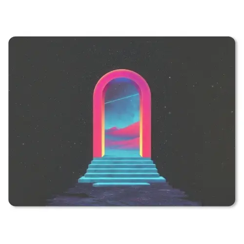 Poortje - Landschap - Sterrenhemel - Roze muismat rubber klein -3d