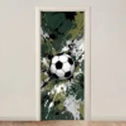 Voetbal - Verf - Spetters - Groen deurposter klein -3d_beige