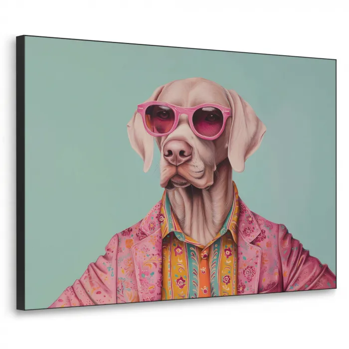Hond - Overhemd - Bloemen - Bril Textielframe zwart klein -3d