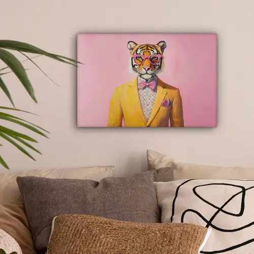 Tijger - Bril - Geel - Jasje canvas 2cm klein -sfeer1