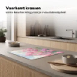 Tulpen - Veld - Lente - Roze Inductie beschermer vinyl 3mm middel -sfeer1