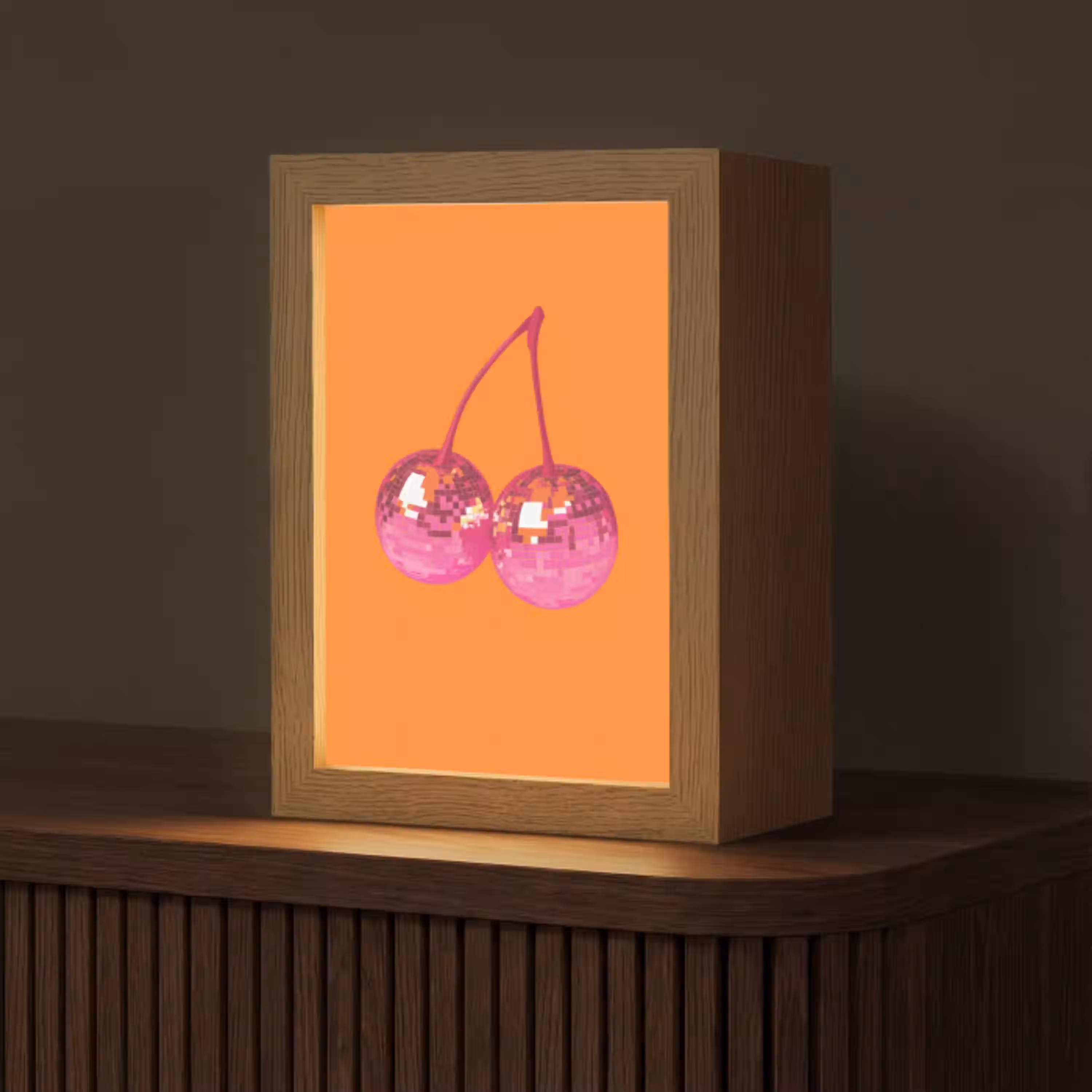 Discoballen - Kers - Spiegels - Roze Light Box met kabel (Tafellamp) klein -z3d_website
