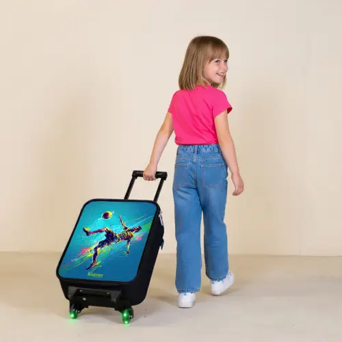 Neon - Voetbal - Schop - Kleurrijk Kinderkoffer - Zwart klein -sfeer1