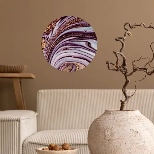 Marmer - Roze - Goud - Glitter - Marmerlook - Luxe Wandcirkel behangsticker klein -sfeer1