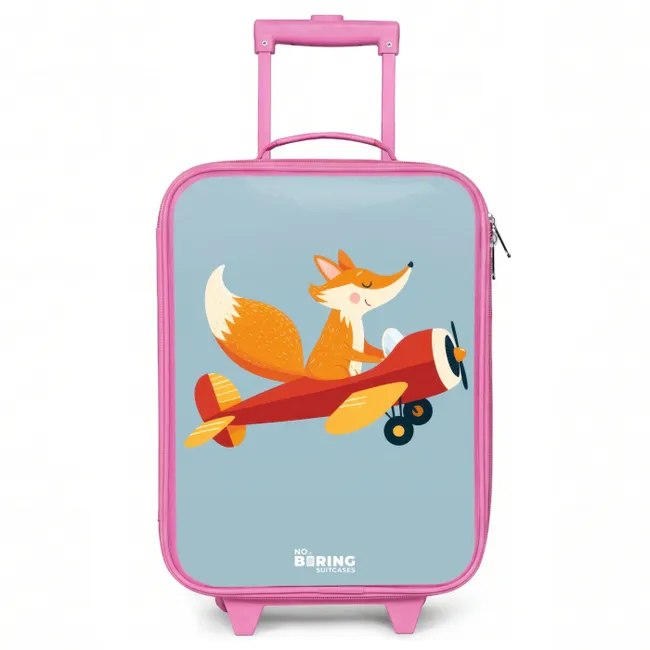 Kids’ Suitcase - Pink - Fox - Airplane - Flies