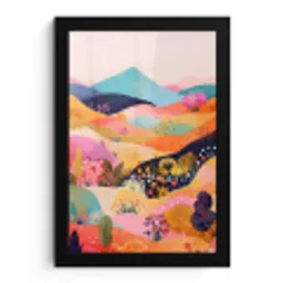 Golvende heuvels - Abstracte planten - Dromerig fotolijst zwart zonder passe partout klein -3d