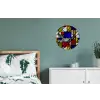 Mondriaan - Glas in lood - Oude Meesters - Kunstwerk - Abstract - Schilderij Wandcirkel aluminium klein -slaapkamer