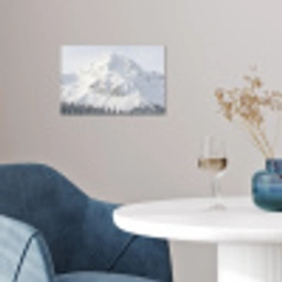 Berg - Sneeuw - Winter - Natuur - Wit poster papier klein -sfeer3