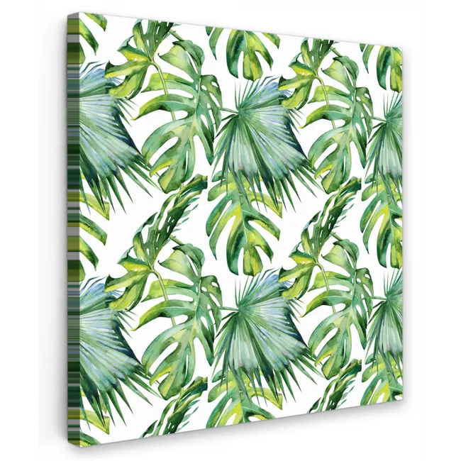 Bohemian - Bladeren - Bloemen - Tropisch Tuinposter op houten frame 2 cm dik klein -3d