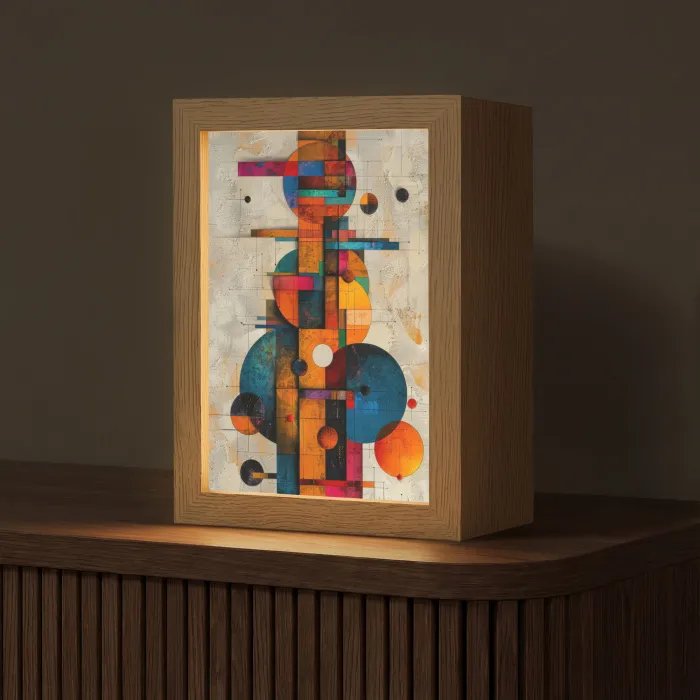 Kunst - Kleurrijk - Modern - Vormen Light Box met kabel (Tafellamp) klein -z3d_website