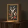 Hert - Dier - Bloemen - Natuur - Botanisch Light Box met kabel (Tafellamp) klein -z3d_website