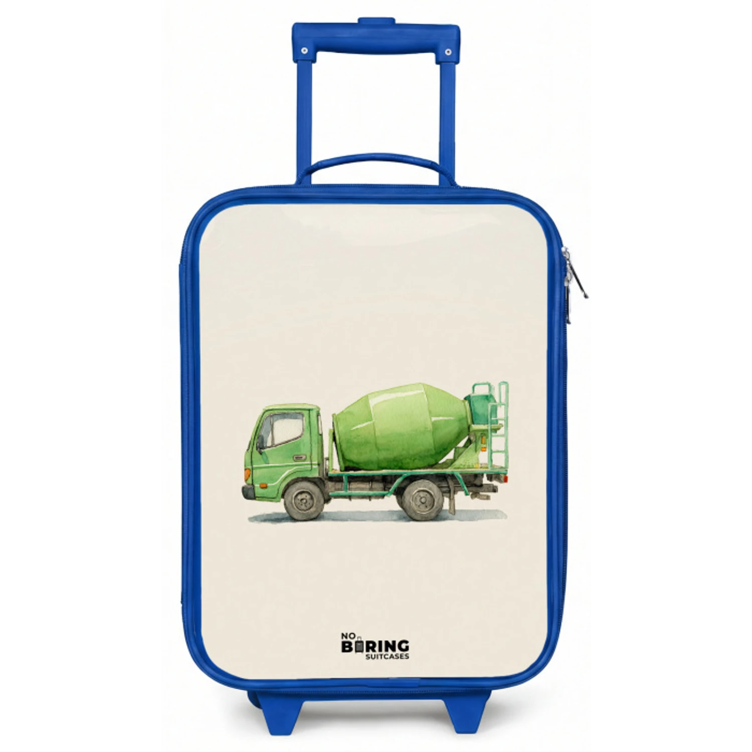 Betonmixer - Getekend - Groen Kinderkoffer - Blauw klein -zz3dotto
