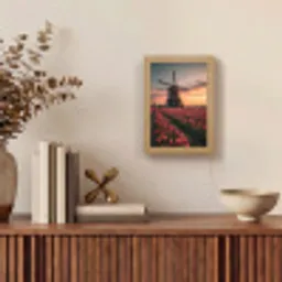 Molen - Zonsondergang - Tulpen - Rood Light Box met kabel (Tafellamp) klein -sfeer2