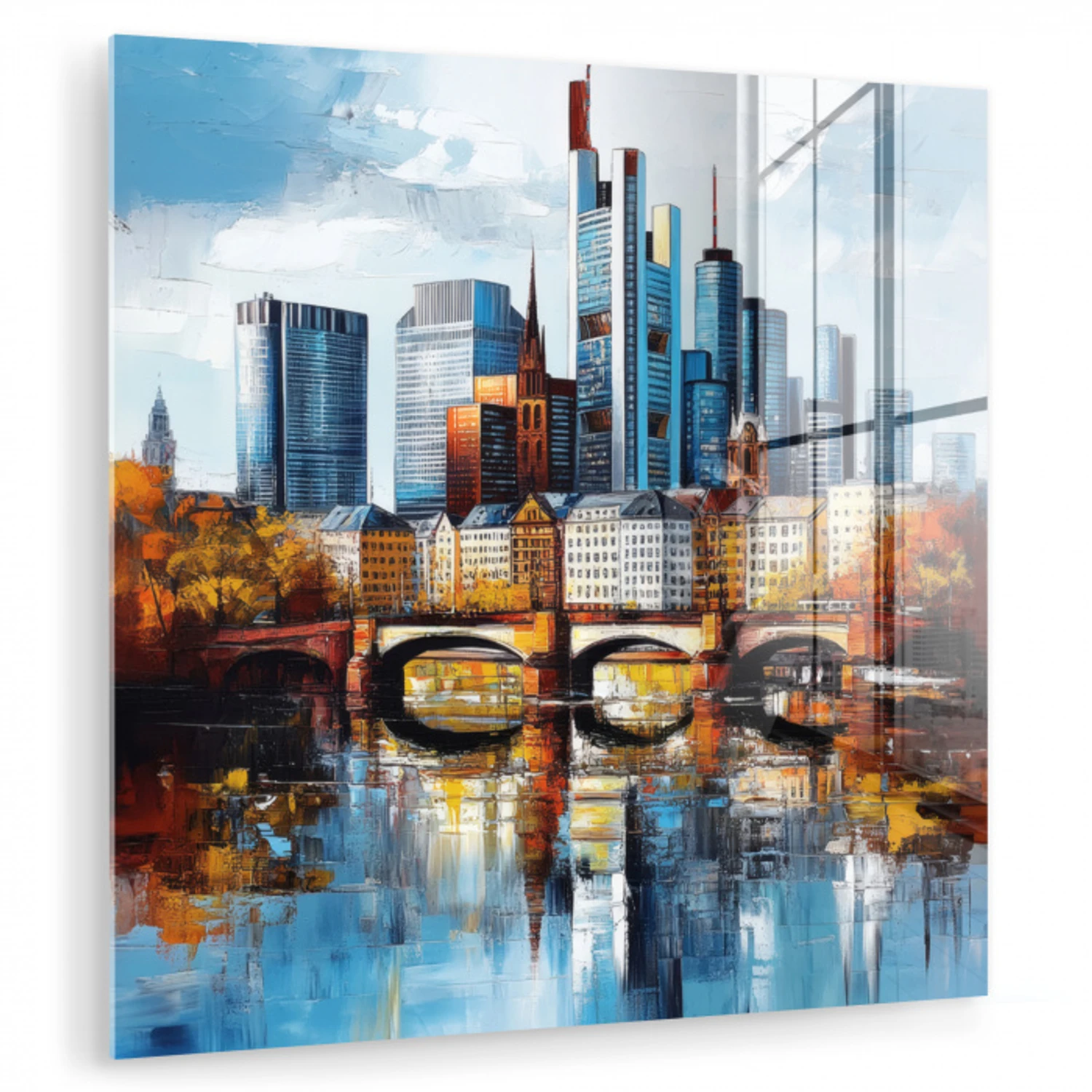 Bomen Frankfurt- Stad - Skyline - Brug plexiglas 5mm klein -zzzproduct_nieuw