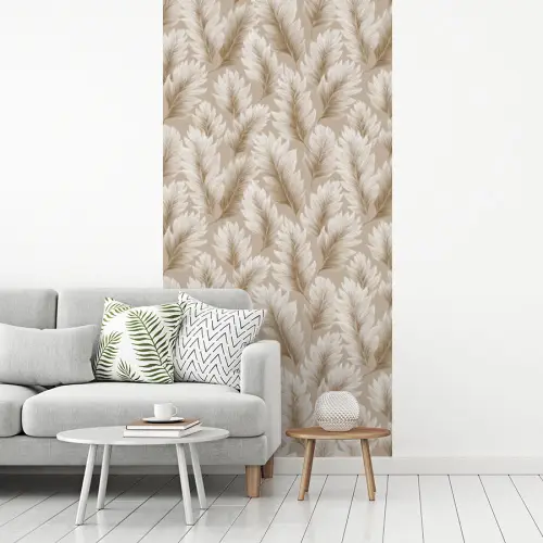 Botanisch - Patroon - Beige fotobehang vinyl groot 64 -woonkamer