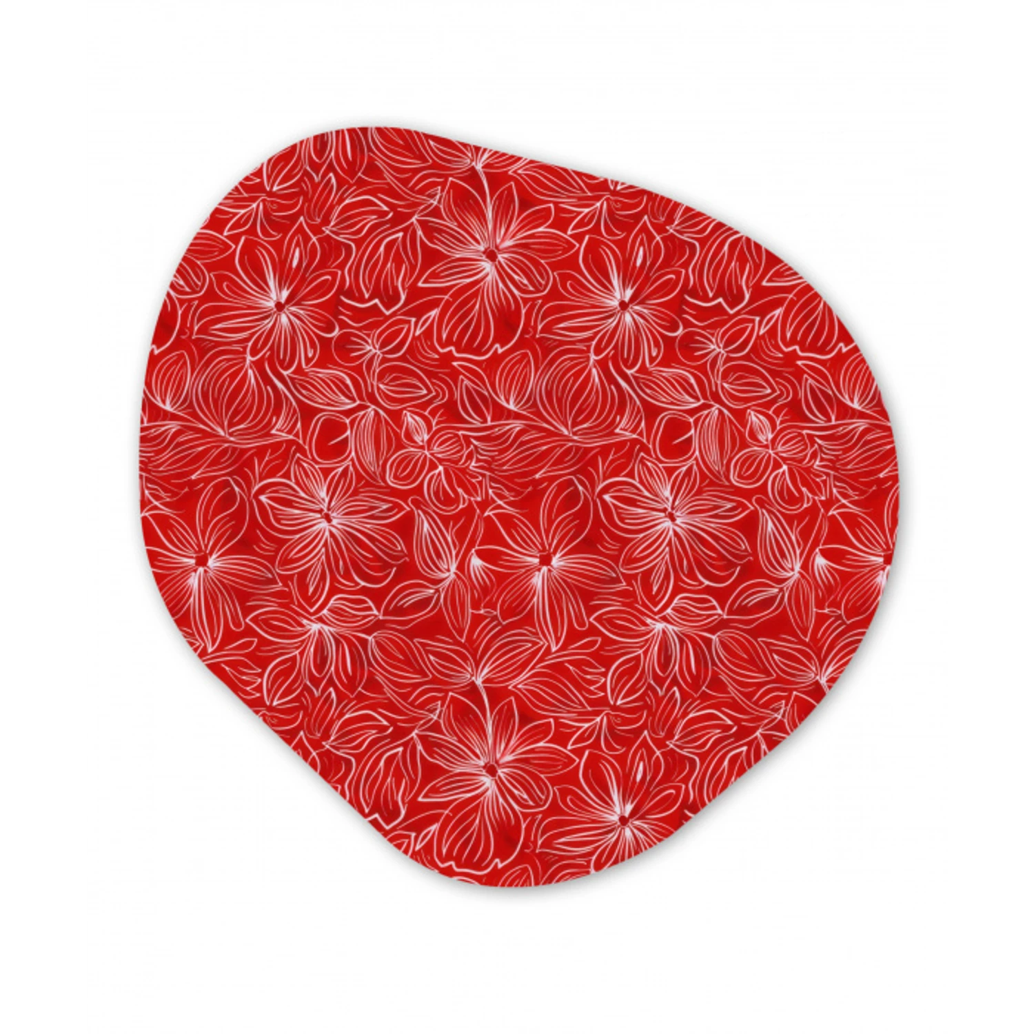 Bloemen - Patroon - Rood Wandcirkel Organisch Aluminium middel 851 -3d