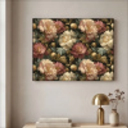 Bloemen - Barok - Patroon - Roze - Crème Textielframe zwart klein 947 -sfeer2