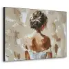 Vrouw - Verf - Abstract - Beige - Modern Textielframe zwart klein -3d