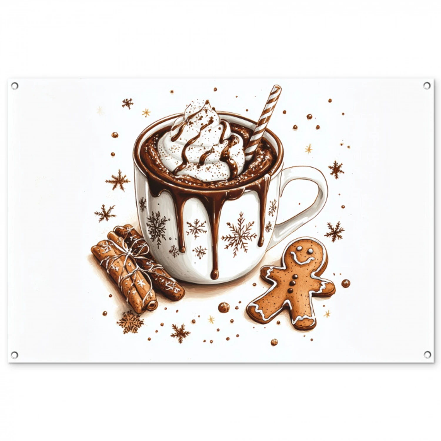 Chocomel - Decoratie - Koek - Winter - Kerst tuinposter los doek groot -3d